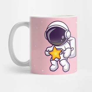 Cute Astronaut Catching Star In Space Cartoon Mug